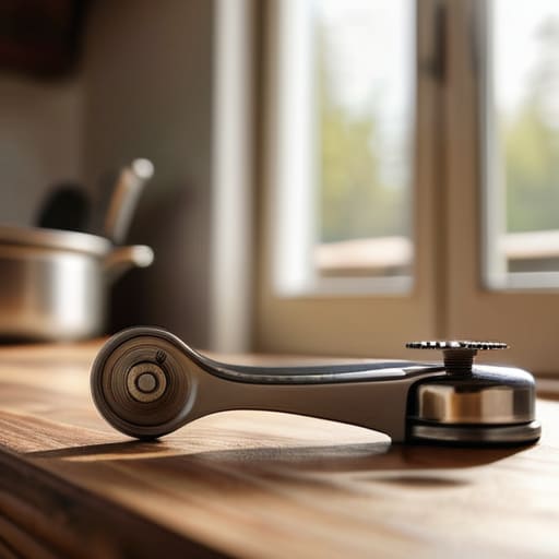 Various kitchen tools showing can opener mechanics.