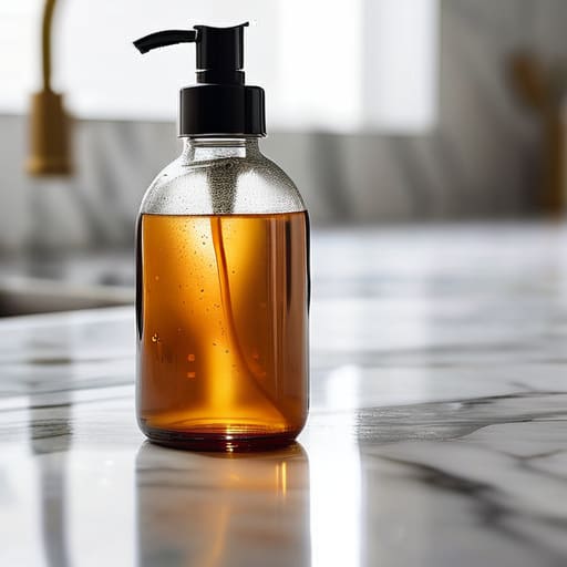 Cleaning spray on a clean kitchen surface.
