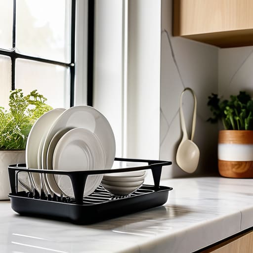 Compact dish drying rack for small spaces.