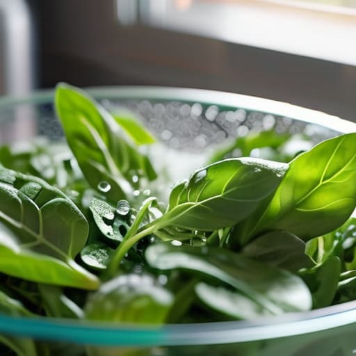 Demonstrating proper salad spinner use.