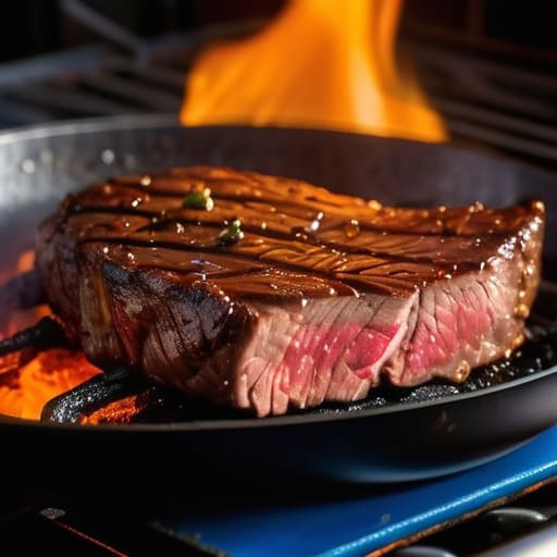 High heat cooking with carbon steel pan.