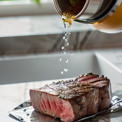 Sous vide circulator maintaining precise cooking temperature.